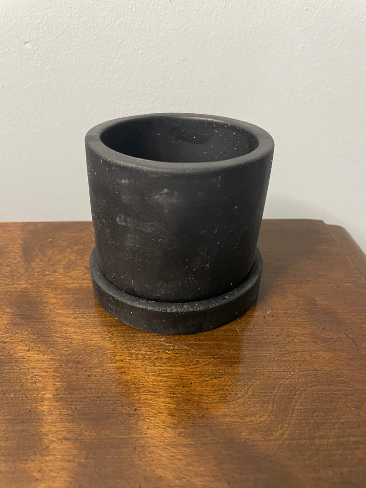 Black/ Grey Concrete Pot with Holder