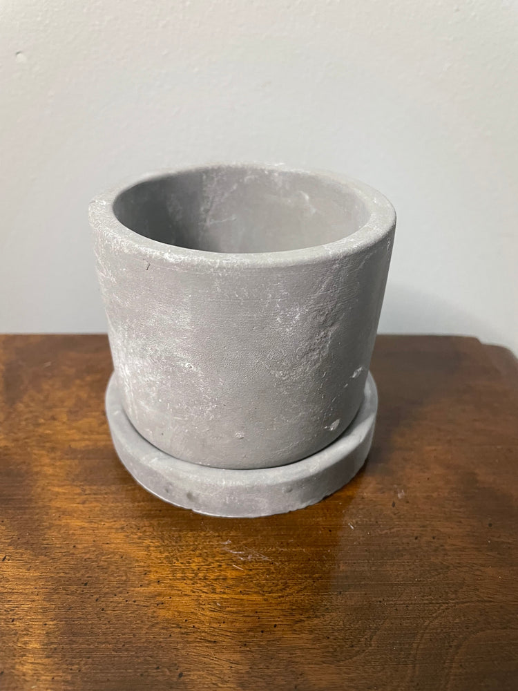 Black/ Grey Concrete Pot with Holder