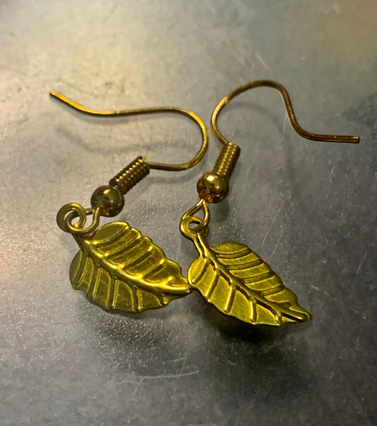 Gold Colored Plant Earrings